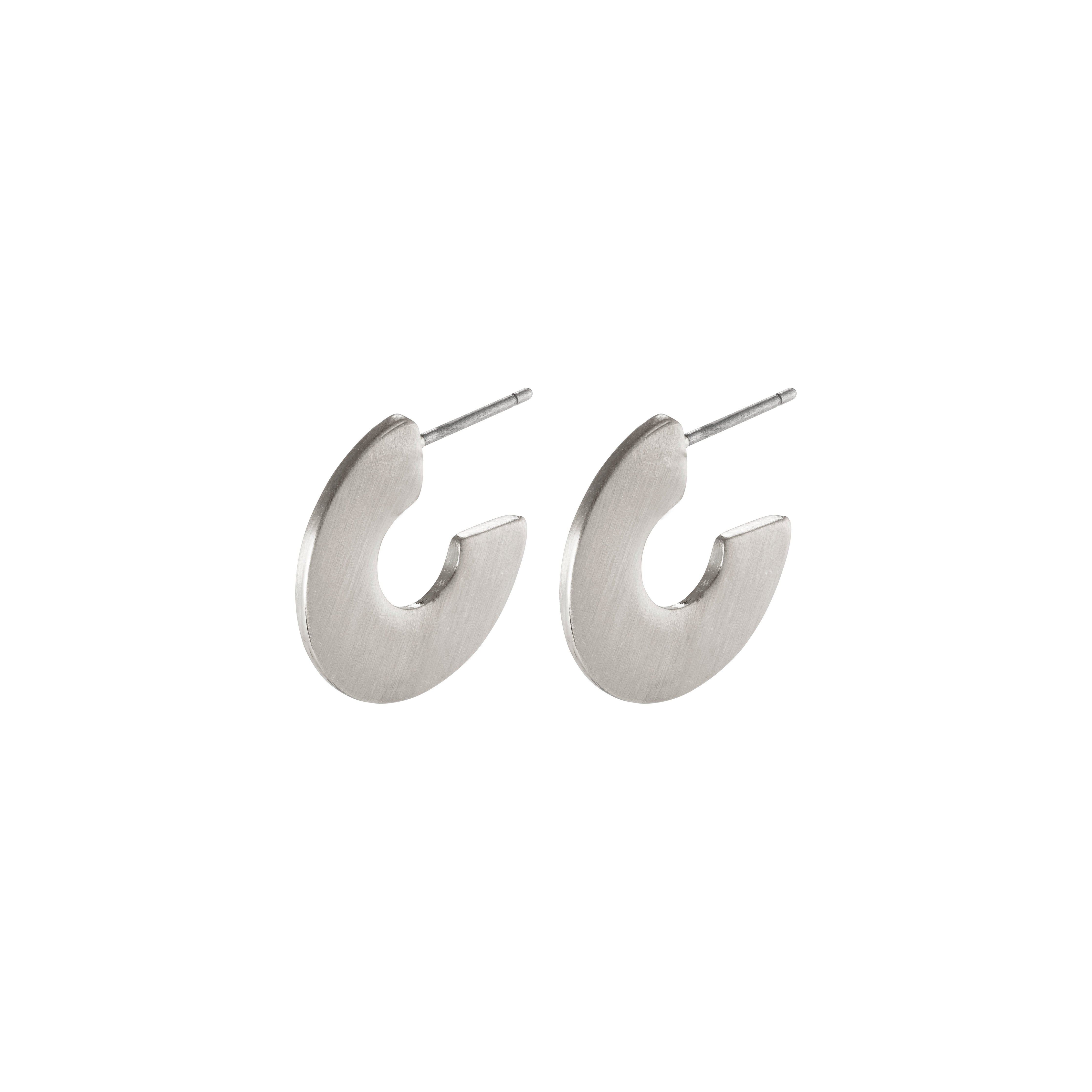 VIVIAN earrings silver-plated, featuring elegant broad, flat hoops with a brushed matte finish, offering a chic and distinctive look.