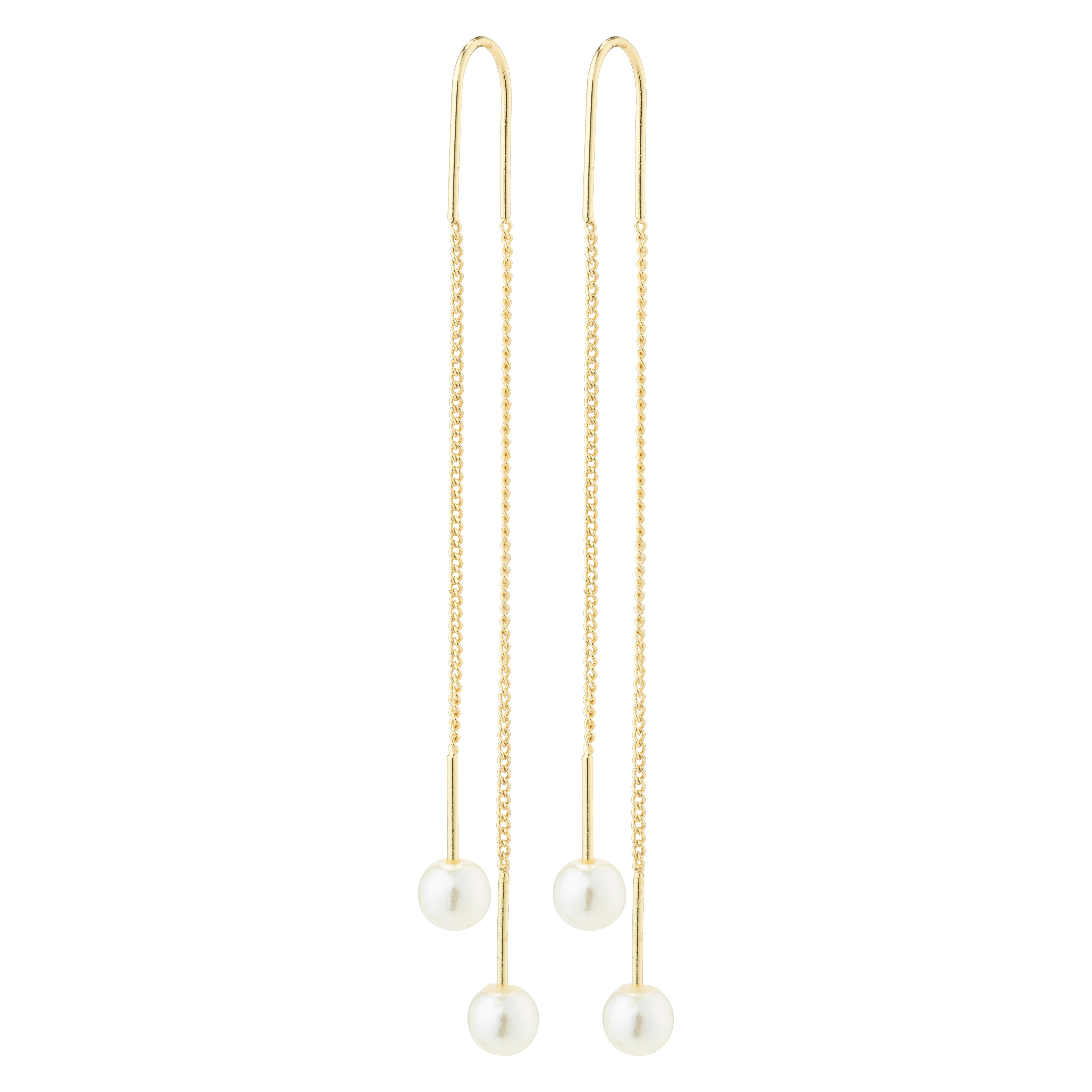 EUONIA pearl chain-earrings gold-plated featuring detachable pearls and gold chains, offering a versatile, elegant design for a classic yet trendy look.