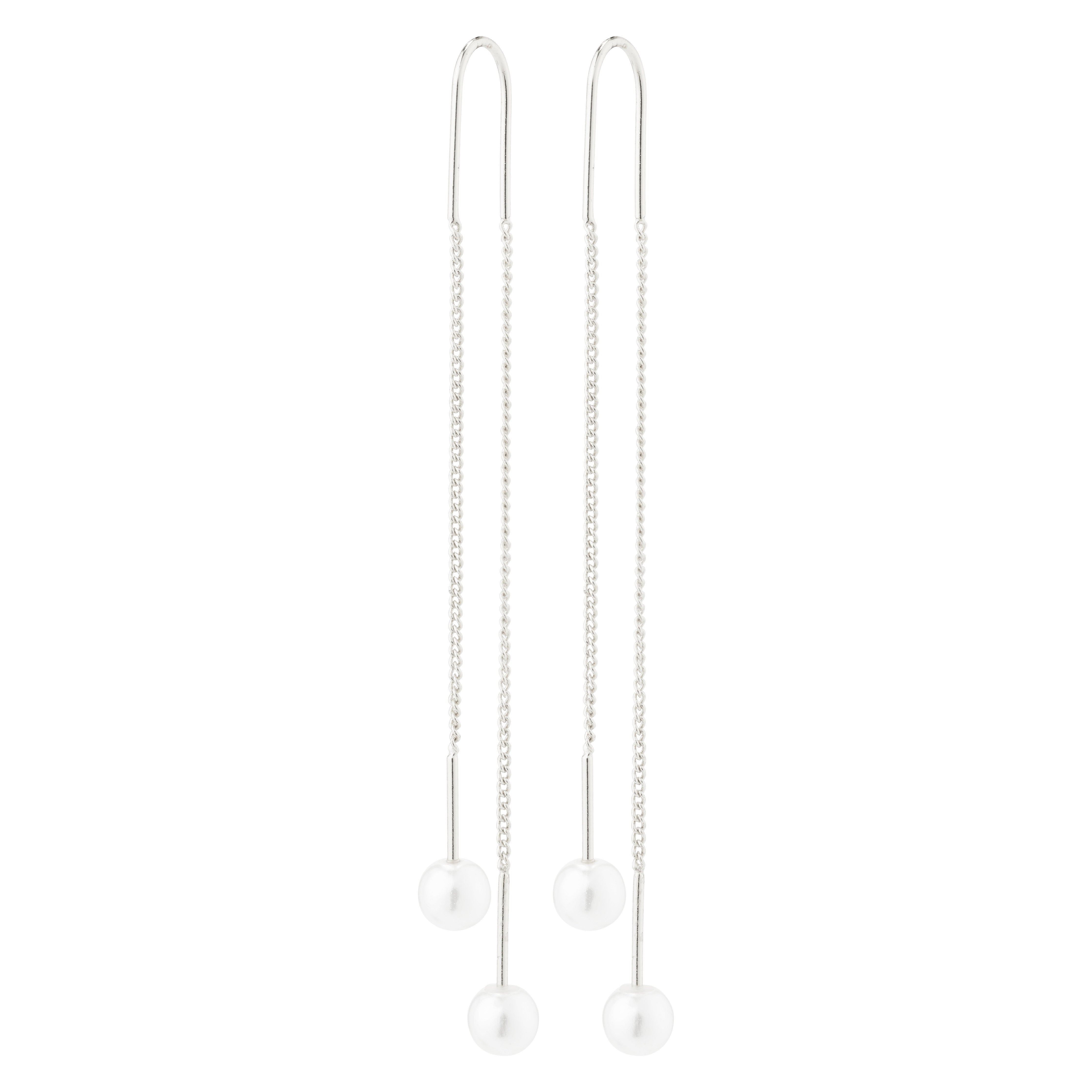 EUONIA pearl chain earrings silver-plated, featuring removable pearls and delicate silver chains, perfect for a classic, elegant look.