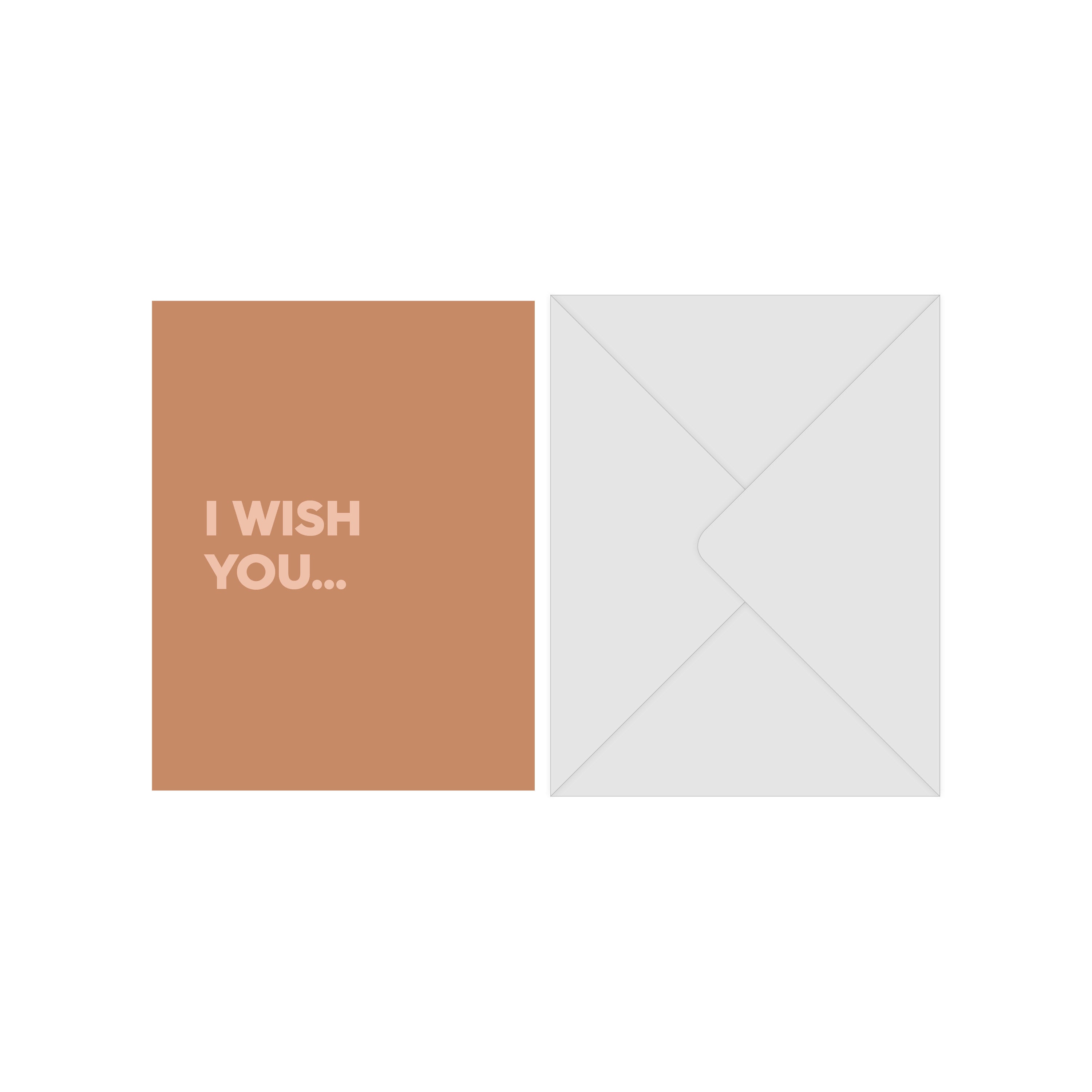 Greeting card, I wish you... with envelope, featuring a stylish brown square design and white text, perfect for adding a personal touch to gifts.