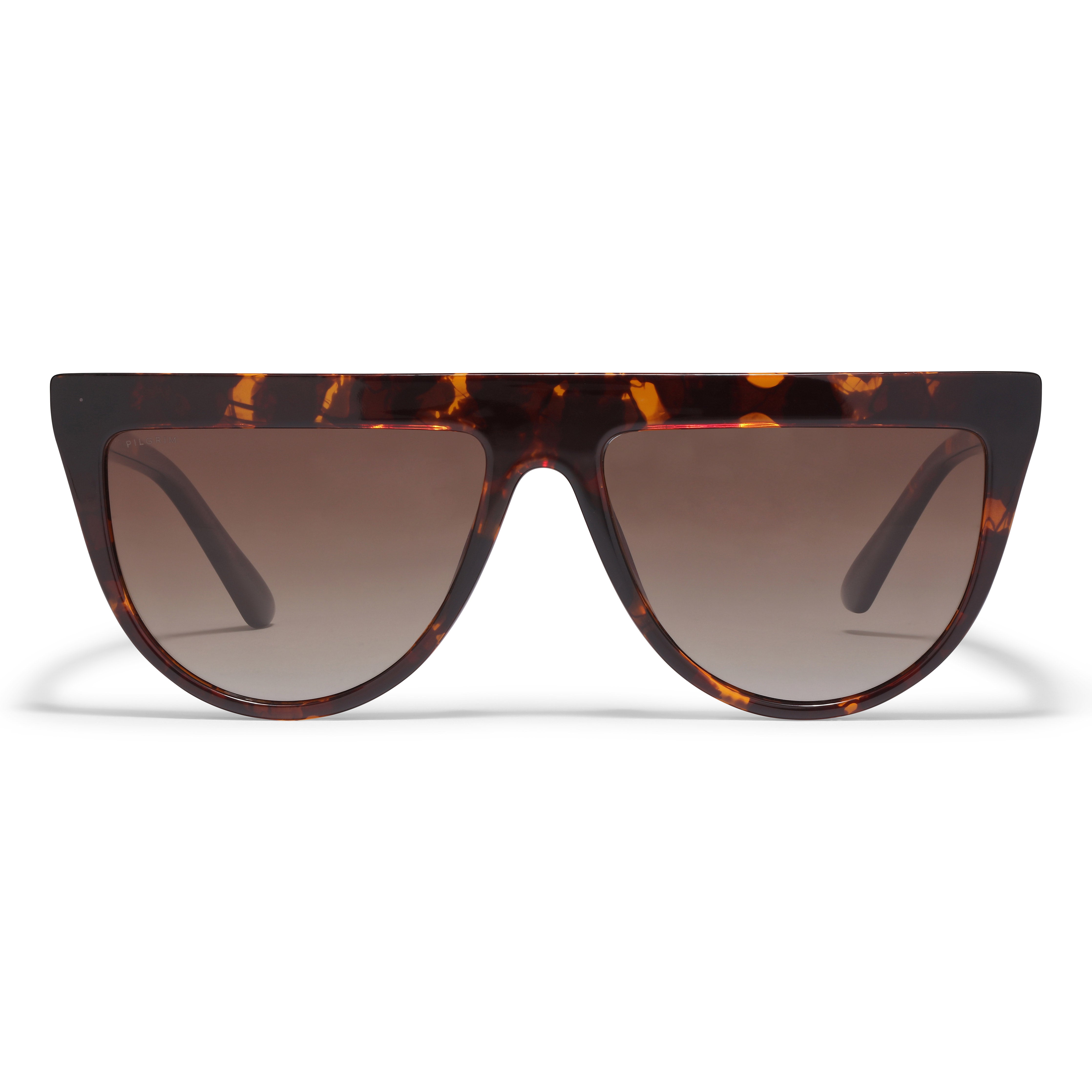 ALESSANDRA sunglasses in tortoise brown, featuring a sleek horizontal design, epitomizing empowerment with UVA/UVB protection and a stylish look.