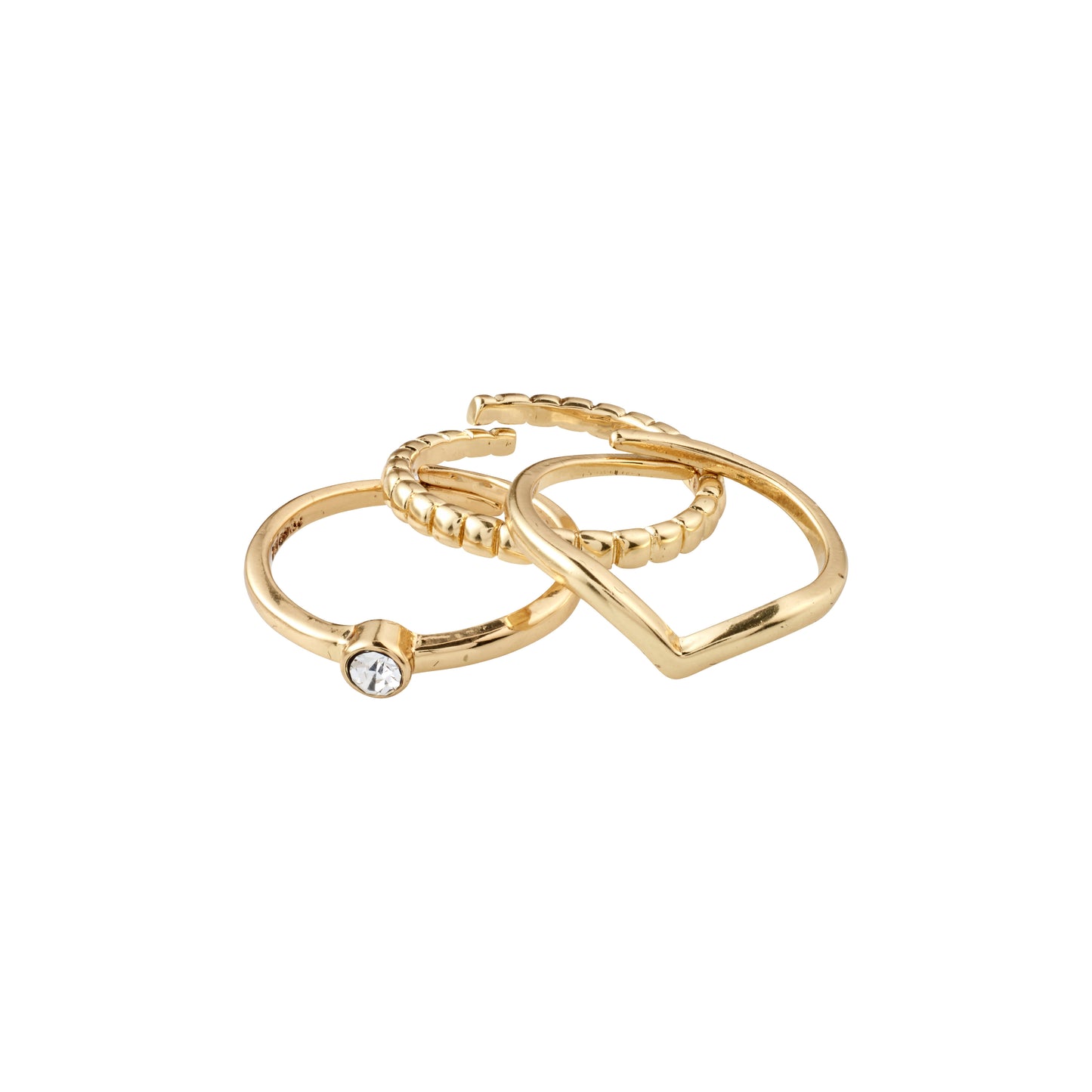 GIFTSET, recycled 3-i-1 sæt ringe, guldbelagt