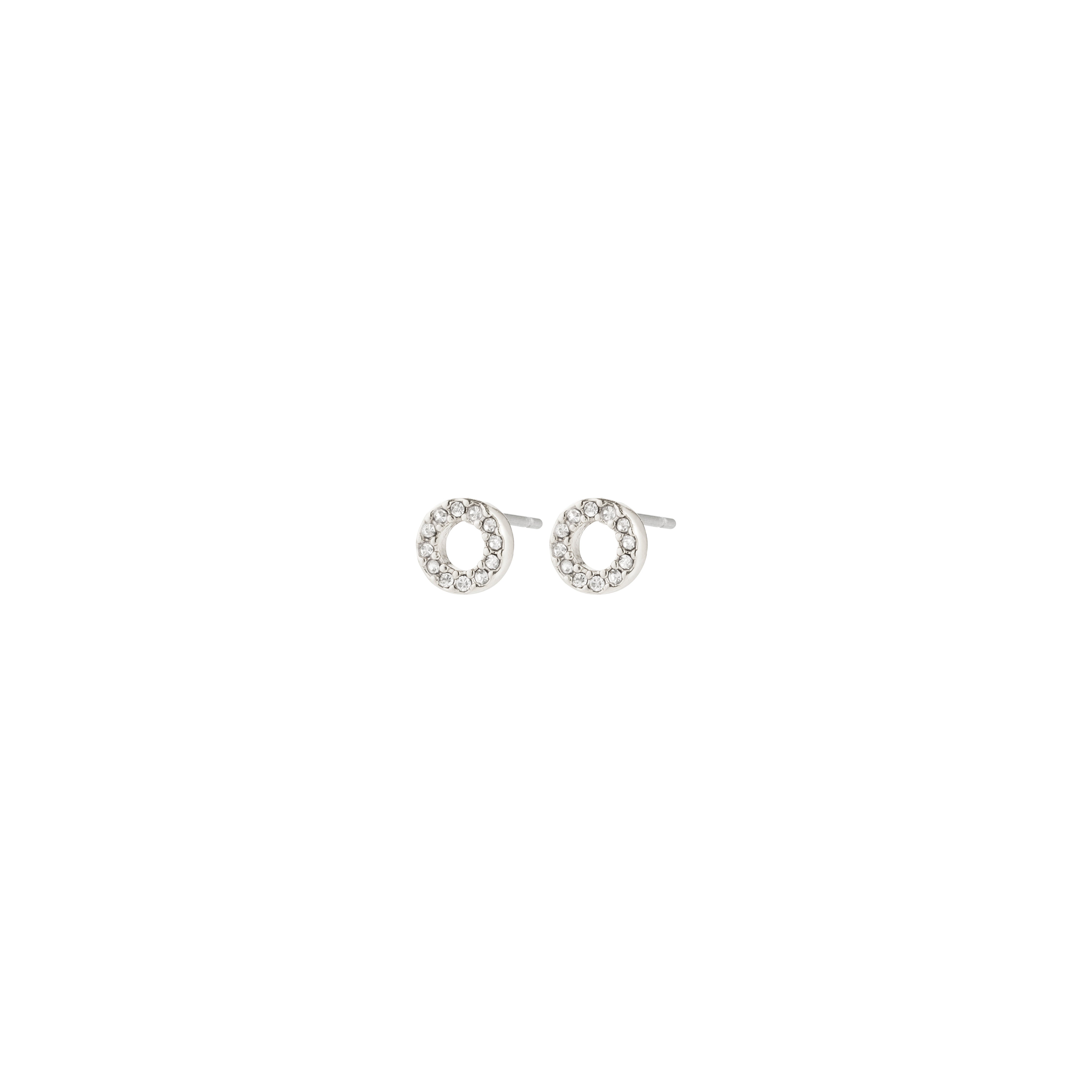 HARLAN gift set features silver-tone stud earrings with clear faceted crystals, part of an elegant recycled silver-plated jewelry collection from Pilgrim.