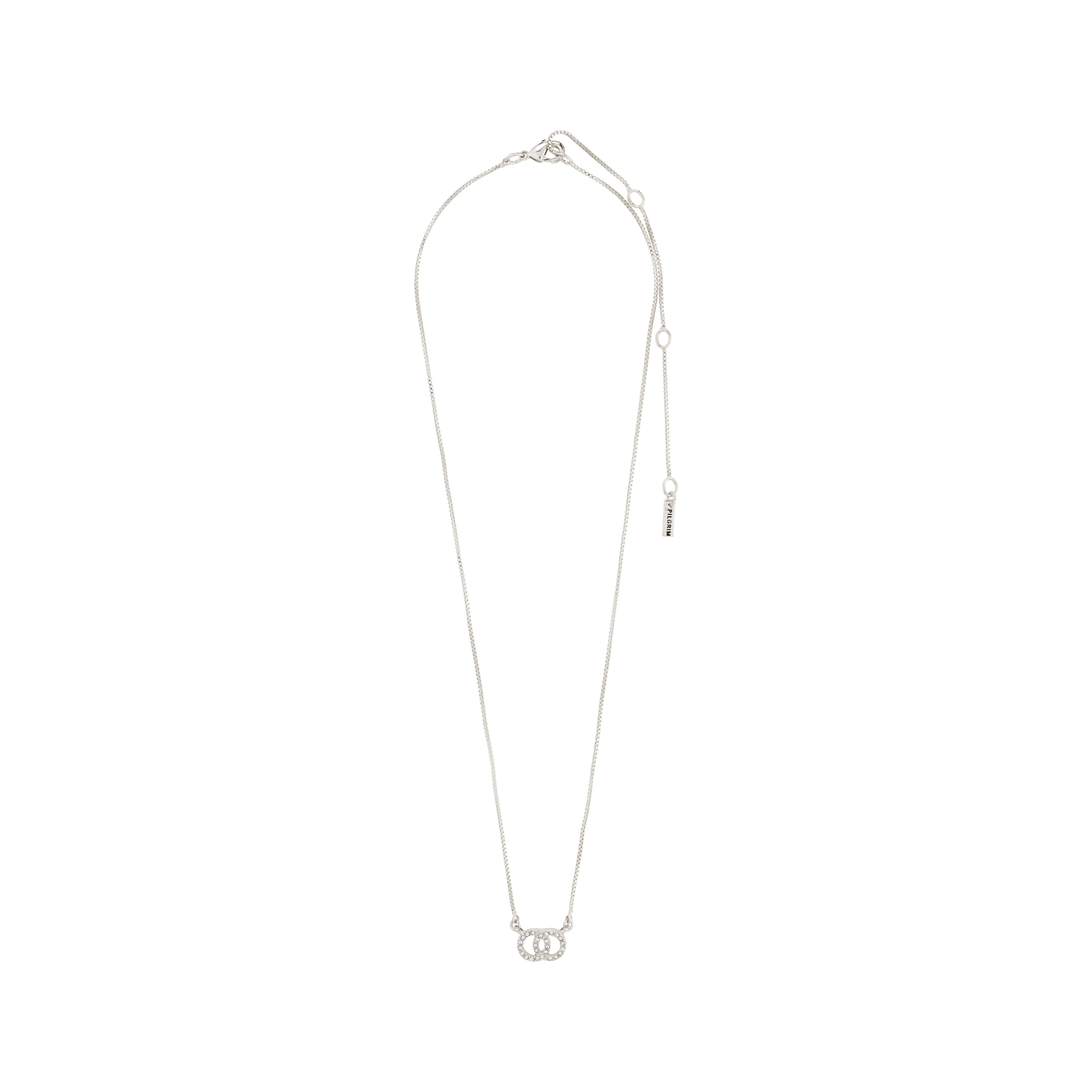 HARLAN gift set: Silver-plated necklace with interlocking circle pendant encrusted with Preciosa crystals, featuring an adjustable chain and matching stud earrings.