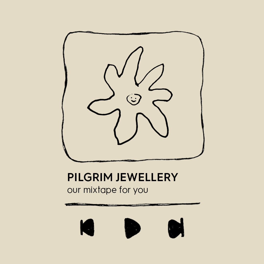 A minimalist drawing featuring a sun, star, and butterfly, embodying Pilgrim's blend of timeless Scandinavian design and trendy, inclusive style.