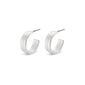 YGGDRASIL earrings silver-plated, featuring wide hoops with embossed patterns inspired by the mythological Yggdrasil tree's leaves, showcasing distinctive Scandinavian design.