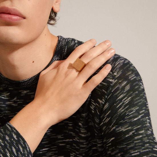 PULSE recycled signet ring gold-plated