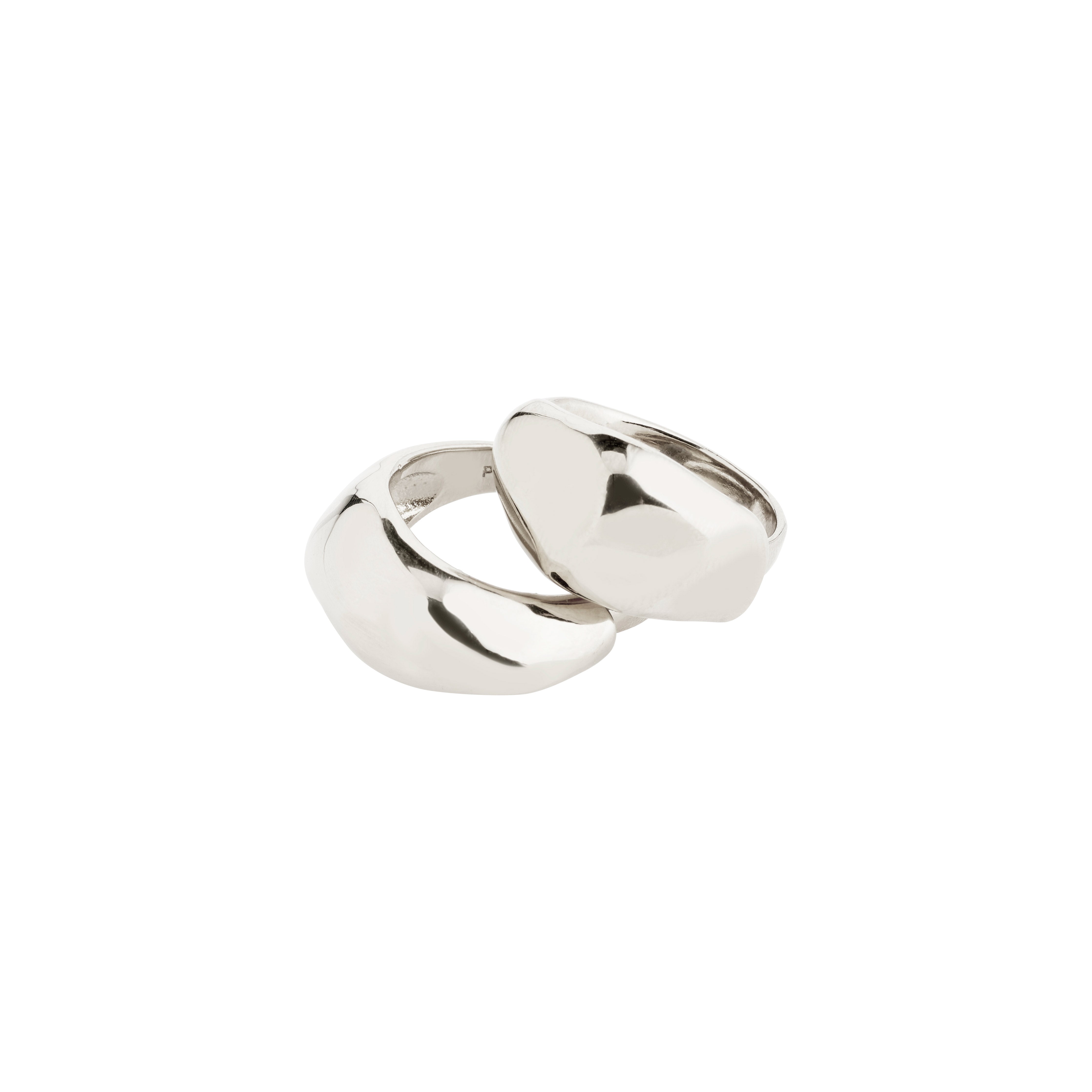 DUNE rings, 2-in-1 set, silver-plated, showcasing chunky, adjustable design inspired by Scandinavian minimalism, perfect for bold or classic looks.