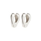 FREE earrings silver-plated: Chunky, polished-silver huggie hoops with organic shapes, inspired by ocean sunlight, featuring click clasps for everyday wear, embodying Pilgrim's trendy Scandinavian design.