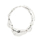FREE statement necklace silver-plated, featuring chunky, asymmetrical pebble-shaped links with a reflective finish and extender chain, inspired by ocean ripples, crafted from recycled materials.