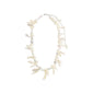 LIGHT seashell necklace white/silver-plated featuring irregular mother-of-pearl pieces, Rose Quartz, and White Turquoise beads, offering a boho luxe and beachy vibe.
