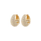 FOCUS gold-plated earrings with Preciosa crystals from Pilgrim, featuring a chunky design and click clasp for easy wear, made from 94% recycled materials.