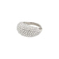 FOCUS crystal ring silver-plated, featuring a chunky silhouette adorned with shimmering Preciosa crystals, offering an adjustable fit for a glamorous, high-class look.