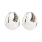 BELIEVE earrings silver-plated, chunky hoops with a hammered texture, shiny finish, and click clasps; crafted from 99% recycled material, perfect for everyday style.