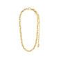 INSTANT necklace gold-plated with textured and hammered irregular links, fine curb chain, and small charm, joined by a lobster-claw clasp and adjustable extension chain.