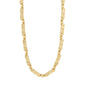 INSTANT necklace gold-plated with irregular hammered links, offering a handcrafted vibe and stylish appeal, crafted from 99% recycled material, displayed on a white background.