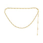 INSTANT body jewellery gold-plated chain, featuring textured, rectangular links for a handcrafted feel. Versatile as a necklace or chain belt, measuring 90 cm.