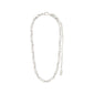INSTANT necklace silver-plated with intertwined textured and delicate chains, featuring a lobster-claw clasp and extender for adjustable length. Made from 99% recycled materials by Pilgrim.