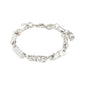 Silver-plated INSTANT bracelet featuring irregular, hammered links with a lobster clasp and nugget charms, reflecting Pilgrim's chic, handcrafted Scandinavian style.