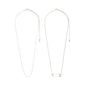 INSTANT necklace 2-in-1 set: Silver-plated beaded and box chains, one with pavé crystal bar pendant, adjustable length, ideal for layered or solo wear.