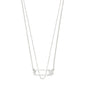 Silver-plated INSTANT necklace set featuring two fine chains with a safety-pin-inspired pendant, adorned with Preciosa crystals for a sleek, urban edge.