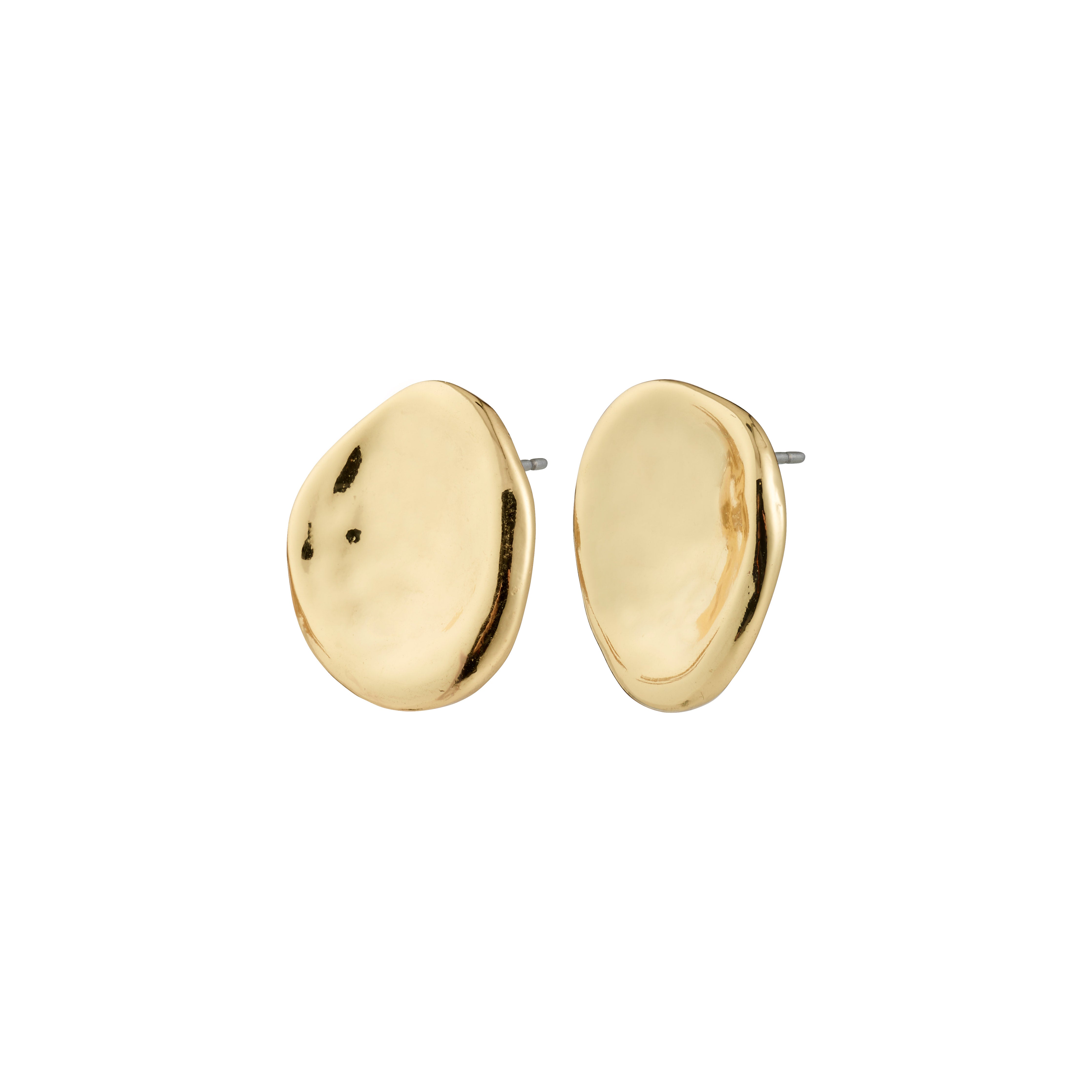 SPARKLE earrings gold-plated, featuring polished, irregular discs with reflective surfaces, capturing light beautifully, embody a raw, classy style ideal for everyday wear.