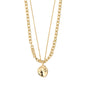 SPARKLE necklace 2-in-1 set with chunky curb chain and fine coin chain, featuring a hammered pendant for a chic, layered look.
