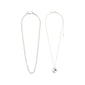 Silver-plated SPARKLE necklace set: a chunky link chain with oversize clasp and a fine chain with an adjustable, hammered pendant, perfect for stylish layering.