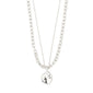 SPARKLE necklace 2-in-1 set, silver-plated, features a chunky curb chain and delicate link chain with a hammered coin pendant for a modern, minimalist look.