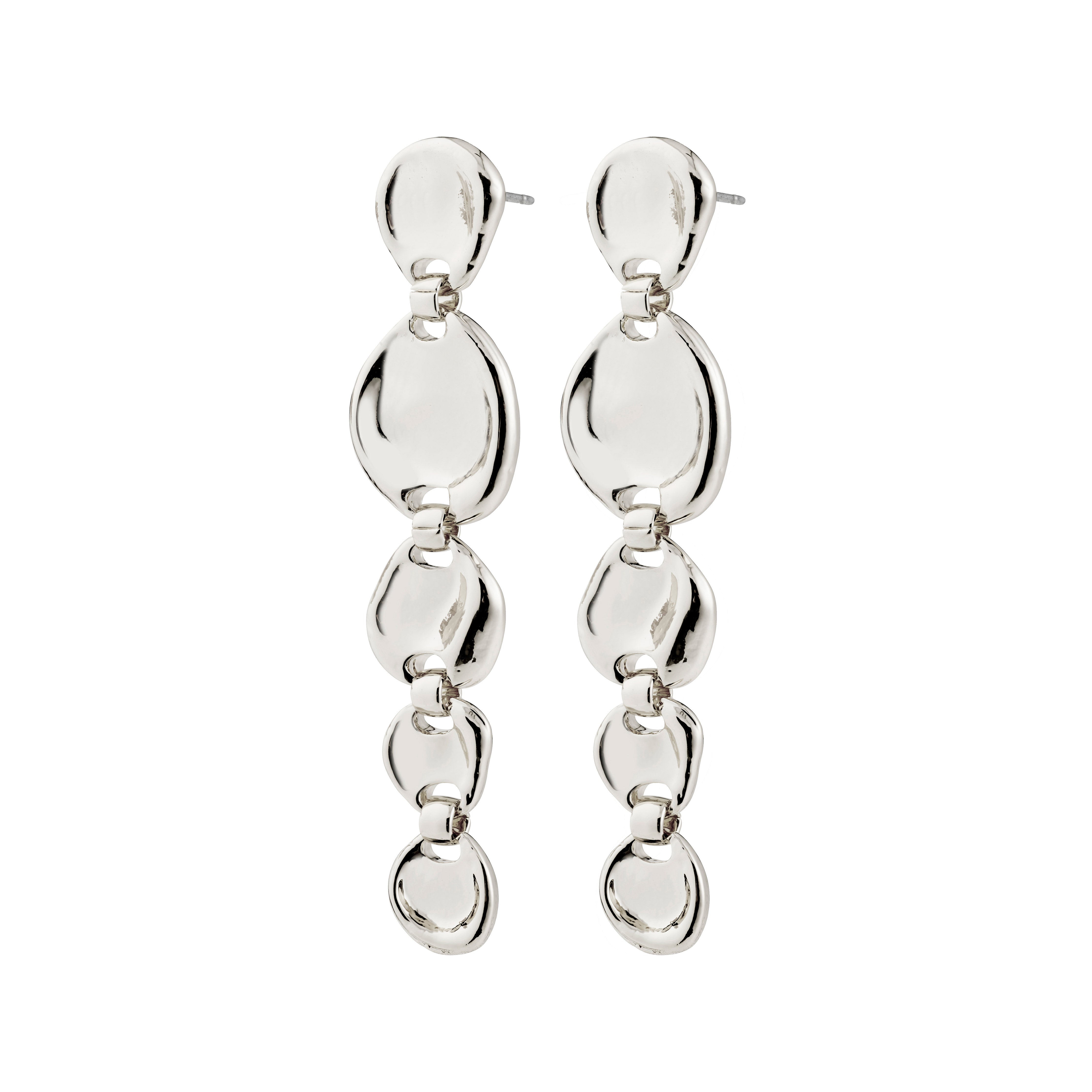 SPARKLE earrings silver-plated feature five linked, irregular silver-tone pebbles, offering a vintage-inspired, textured elegance ideal for chic, everyday or party looks.