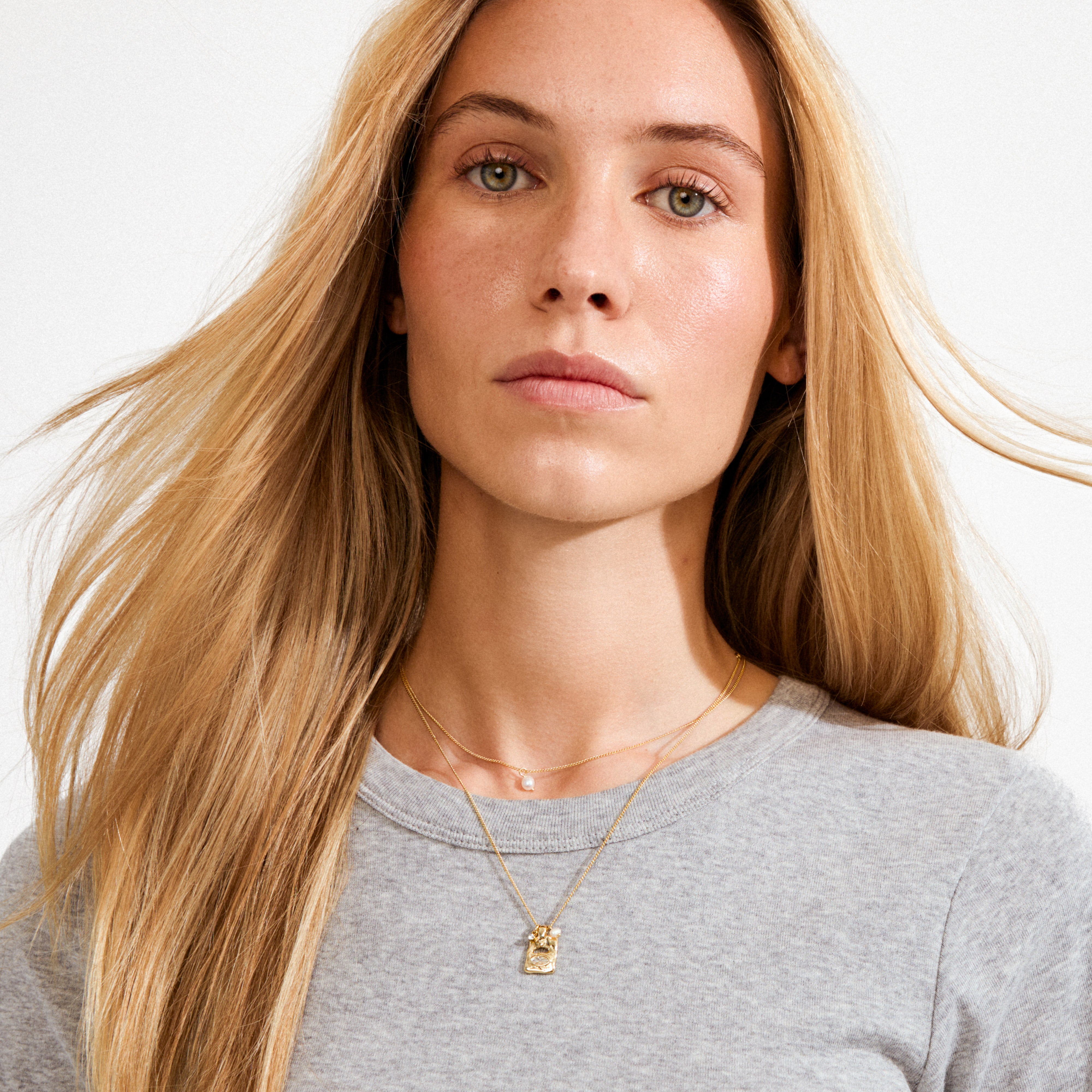 FIRE halskæde 2-i-1 sæt, guldbelagt