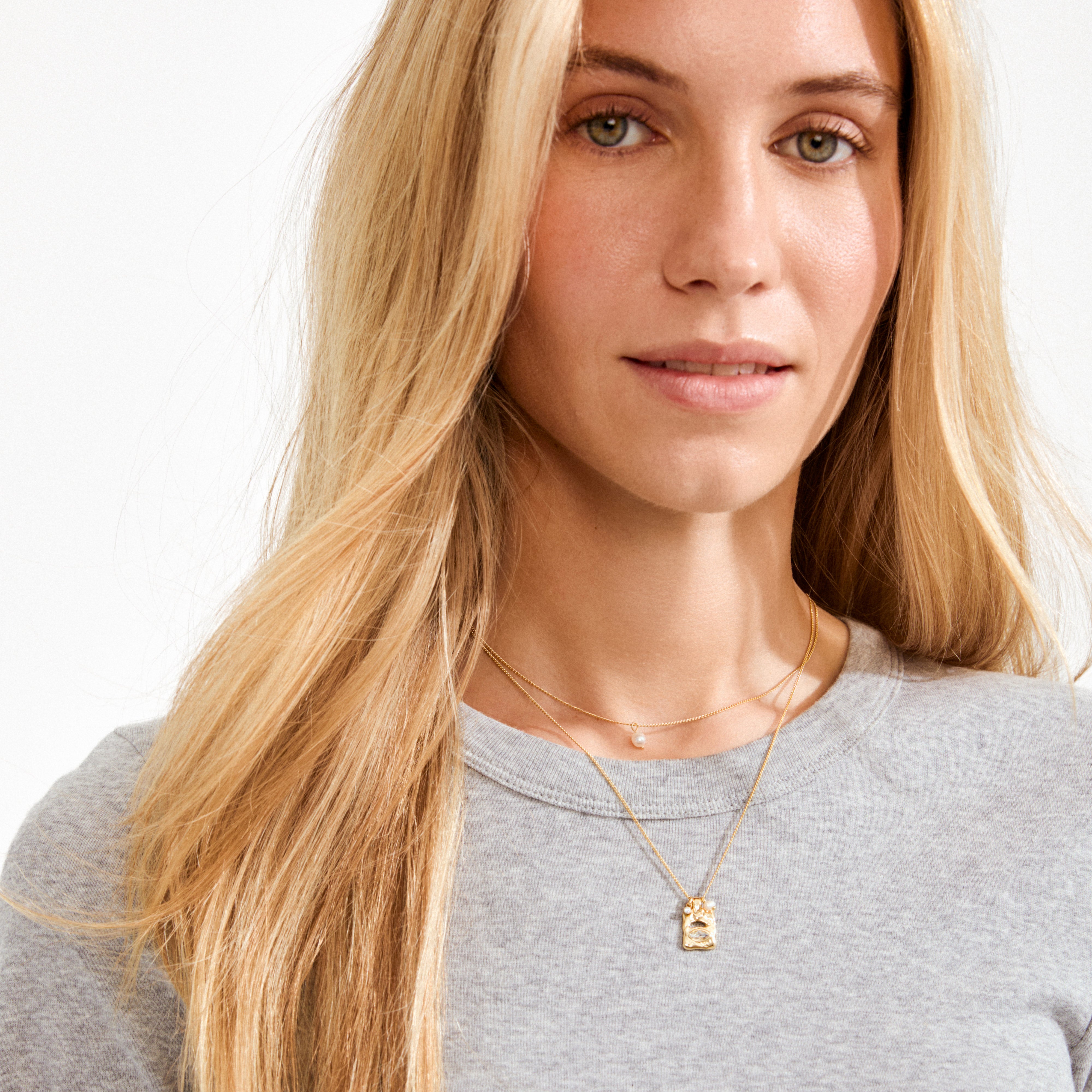 FIRE halskæde 2-i-1 sæt, guldbelagt