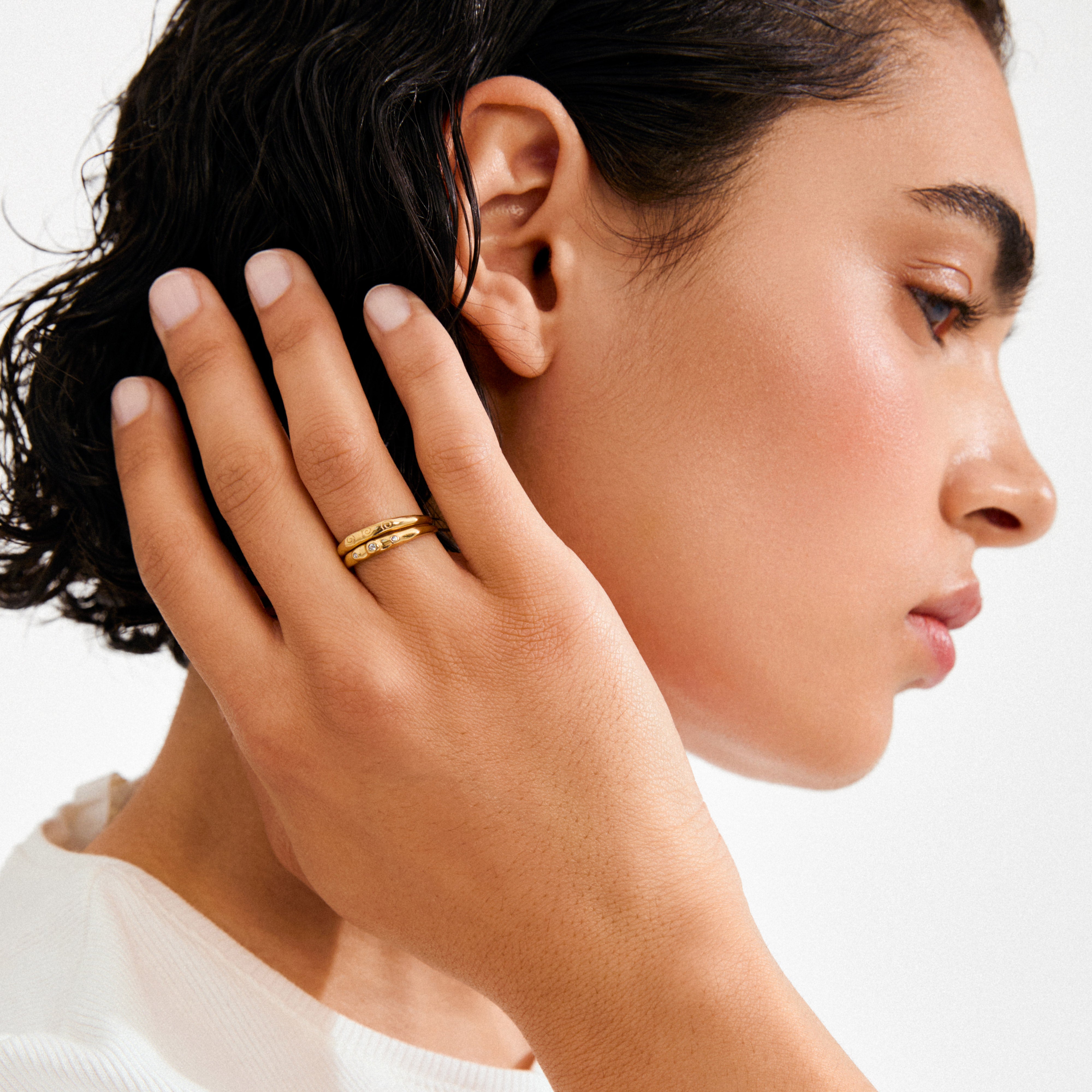 FIRE Ringe 2-in-1-Set, vergoldet