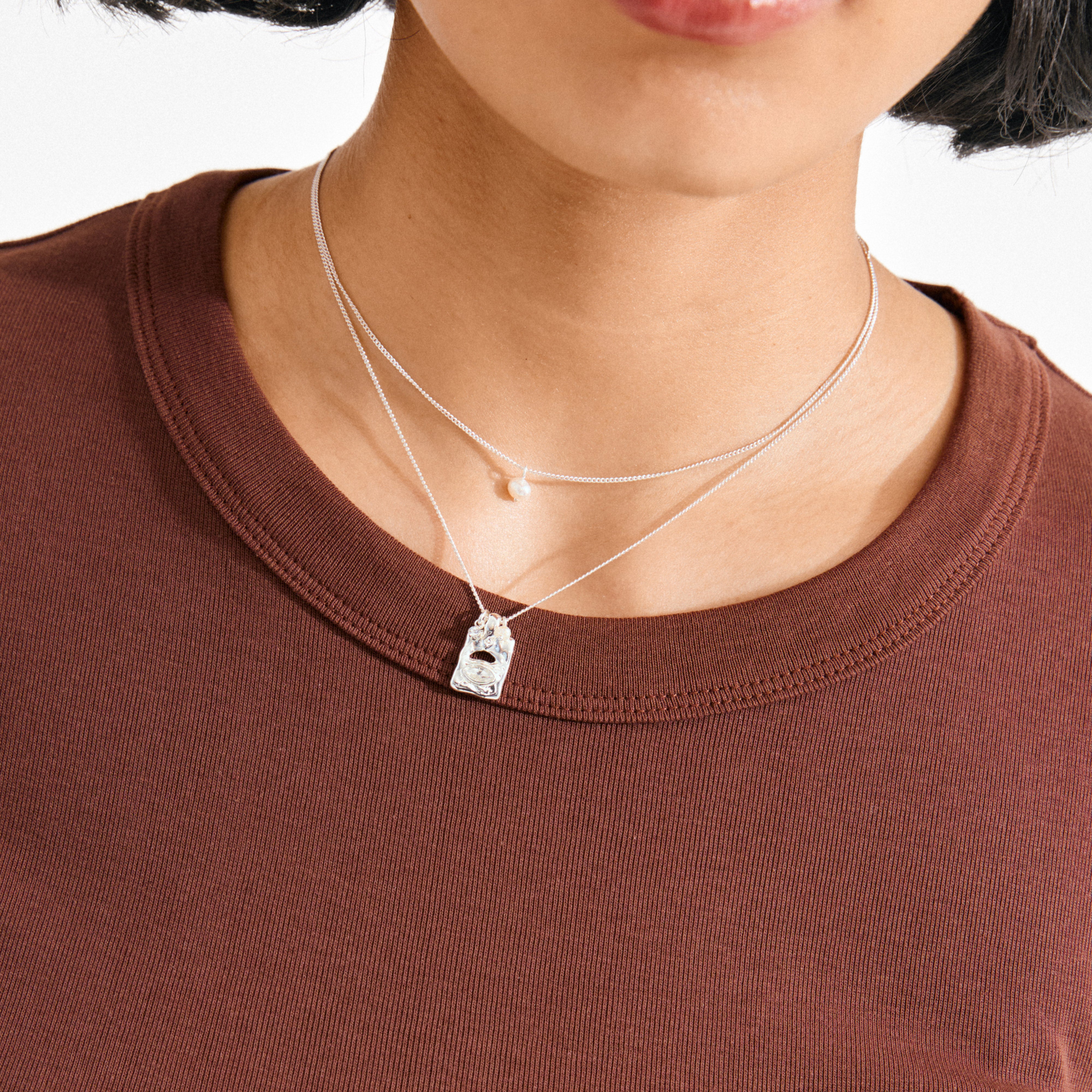 FIRE necklace 2-in-1 set, silver-plated