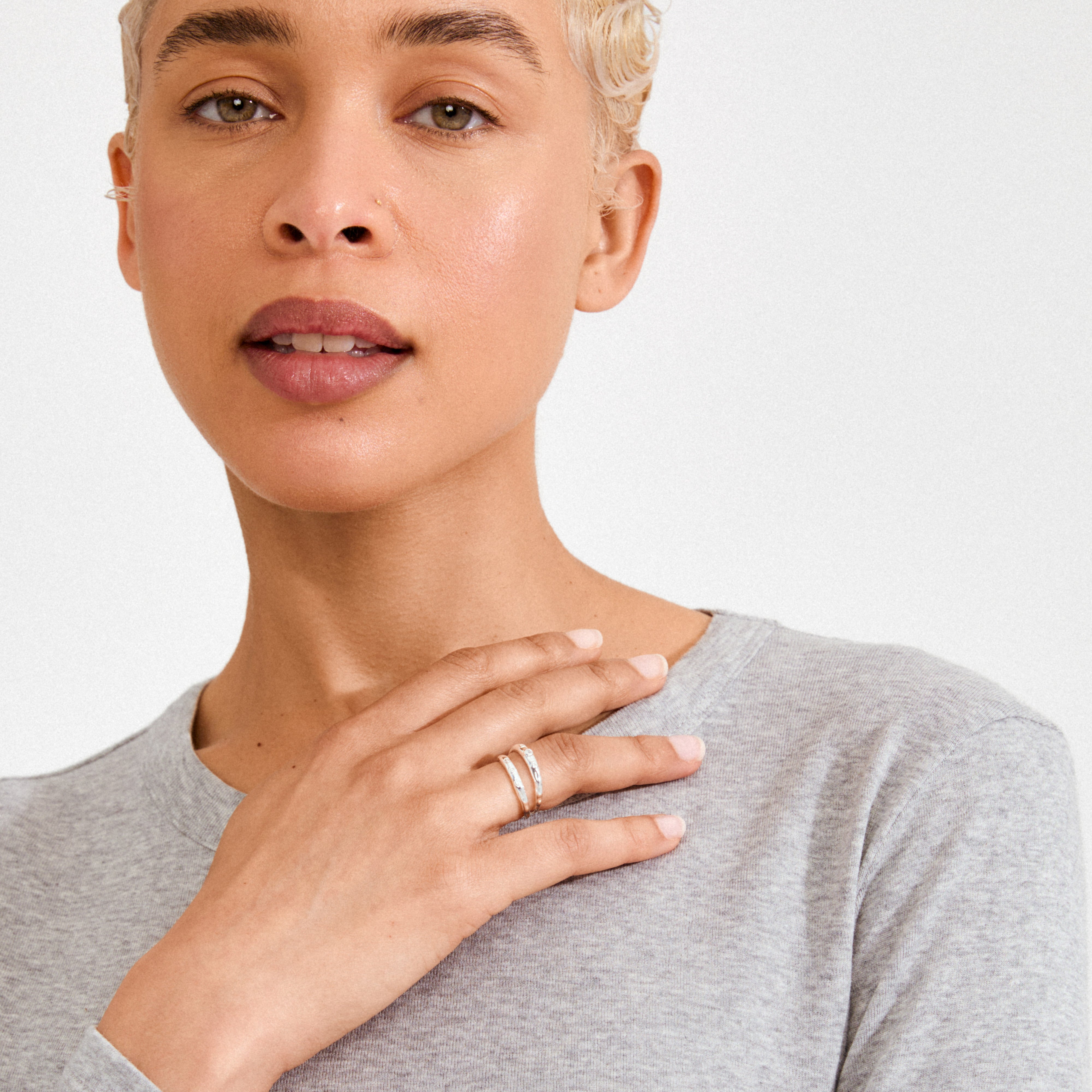 FIRE ring 2-in-1 set, silver-plated