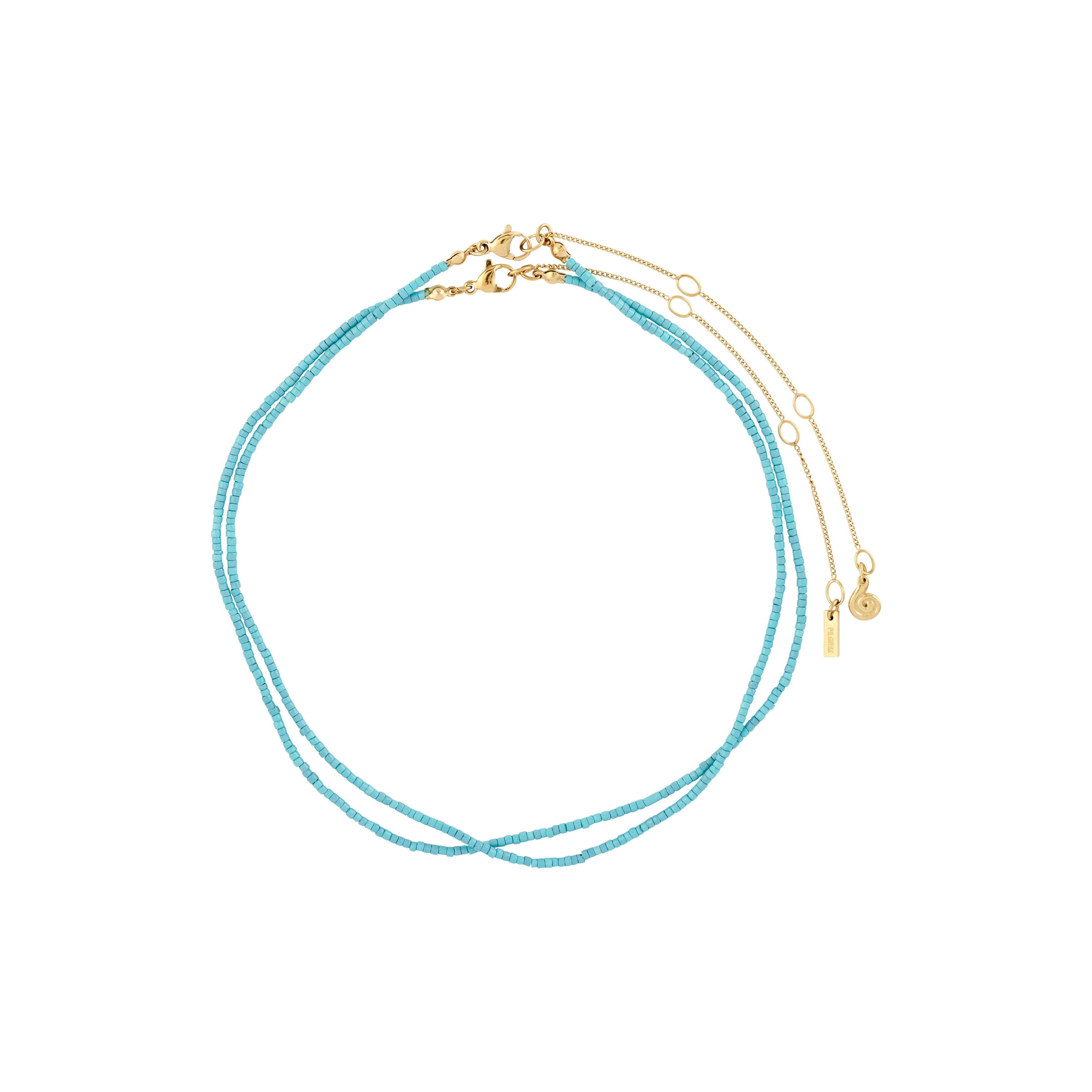 HAZE halsband 2-i-1 set, blå/guldpläterad