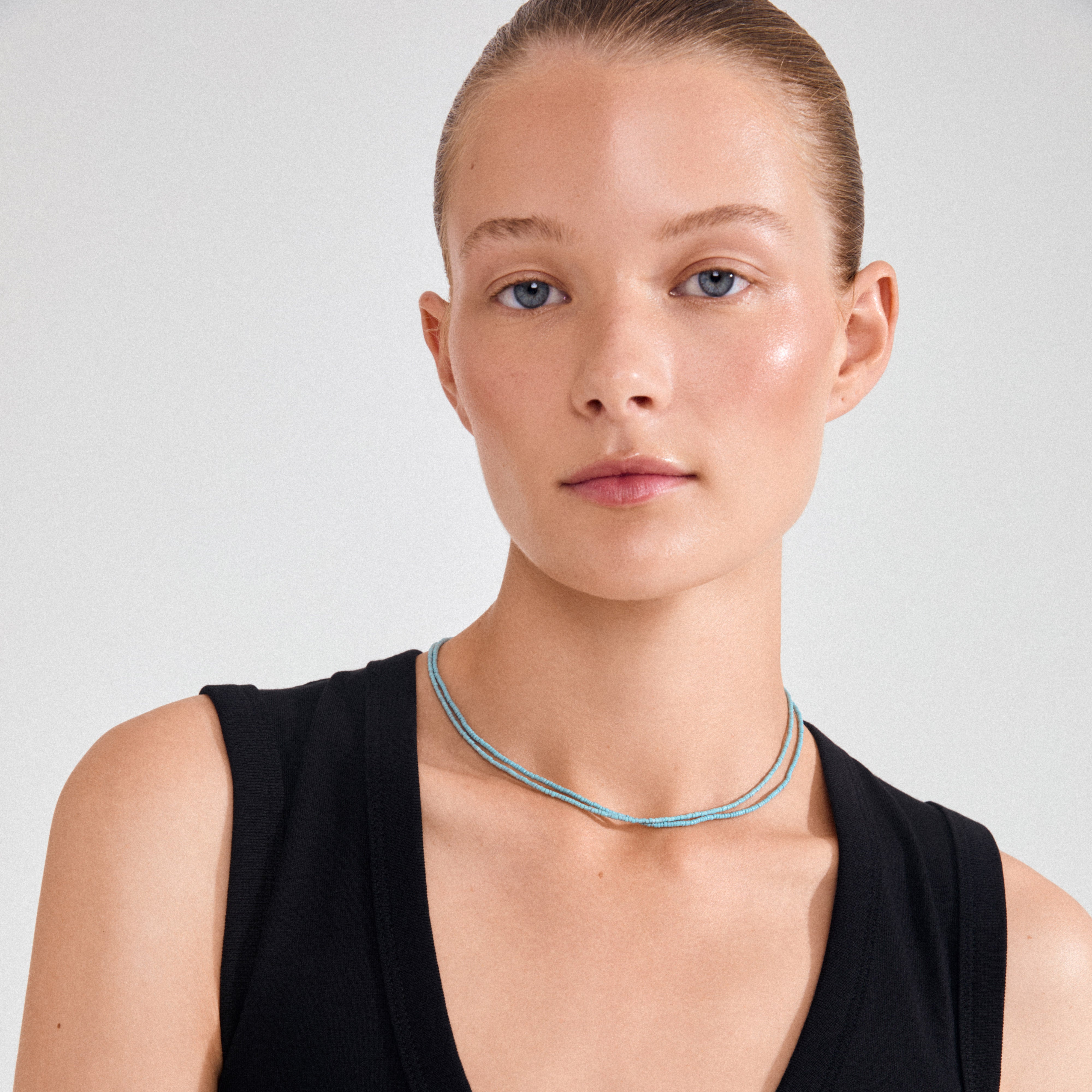 HAZE halsband 2-i-1 set, blå/guldpläterad