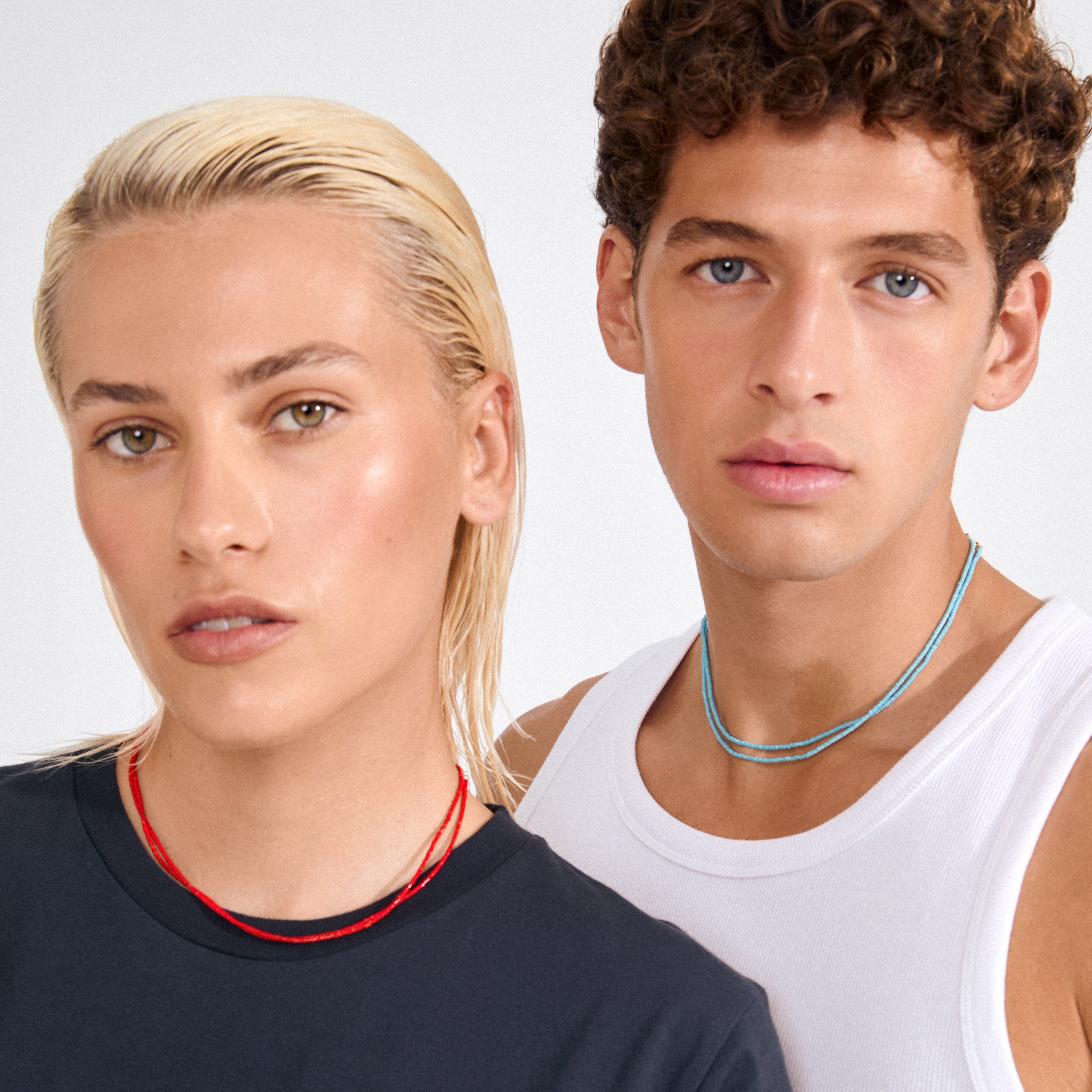 HAZE halsband 2-i-1 set, blå/guldpläterad