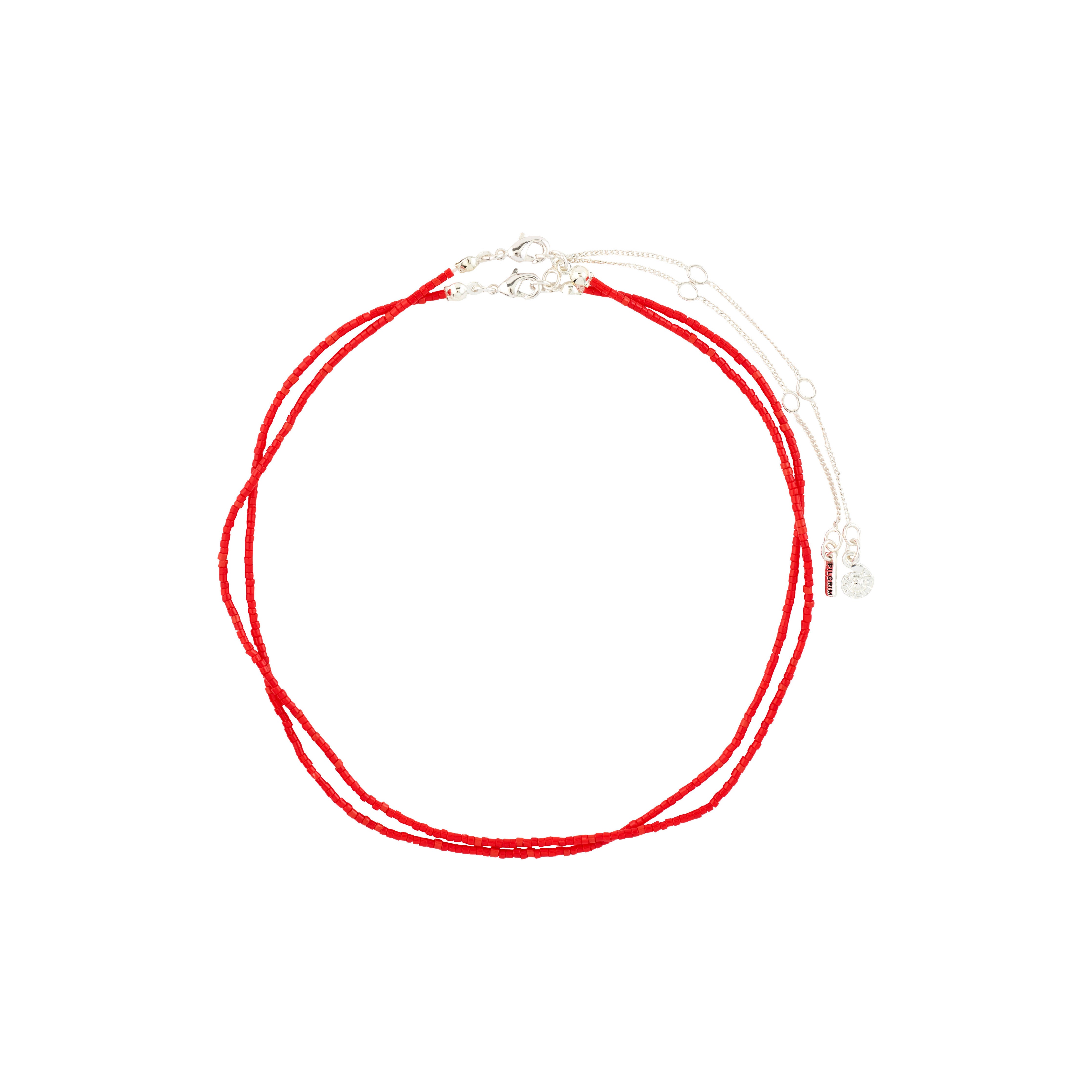 HAZE necklaces 2-in-1 set, red/silver-plated