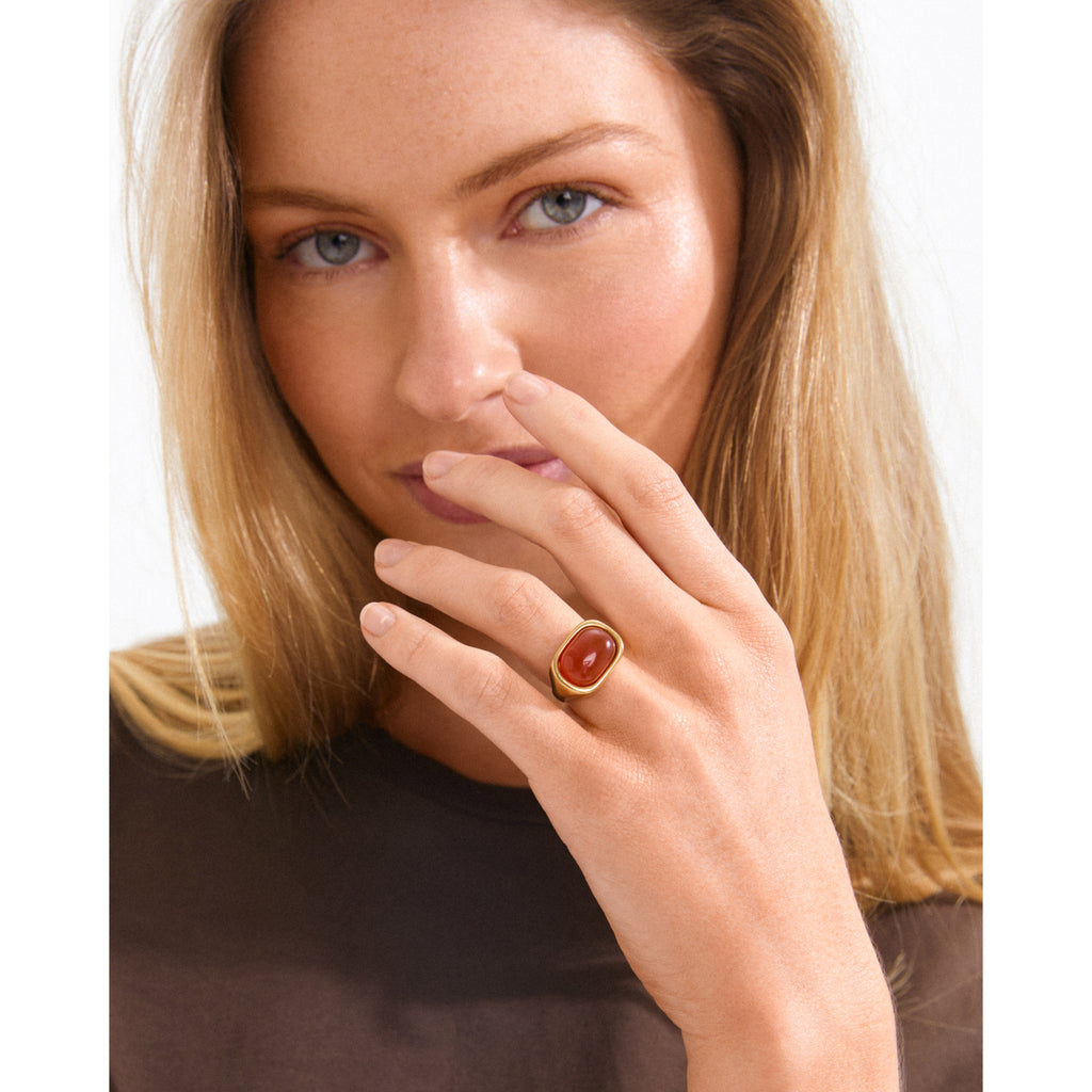 NOW ring gold-plated/red