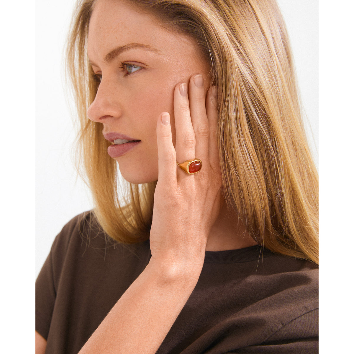 NOW ring gold-plated/red