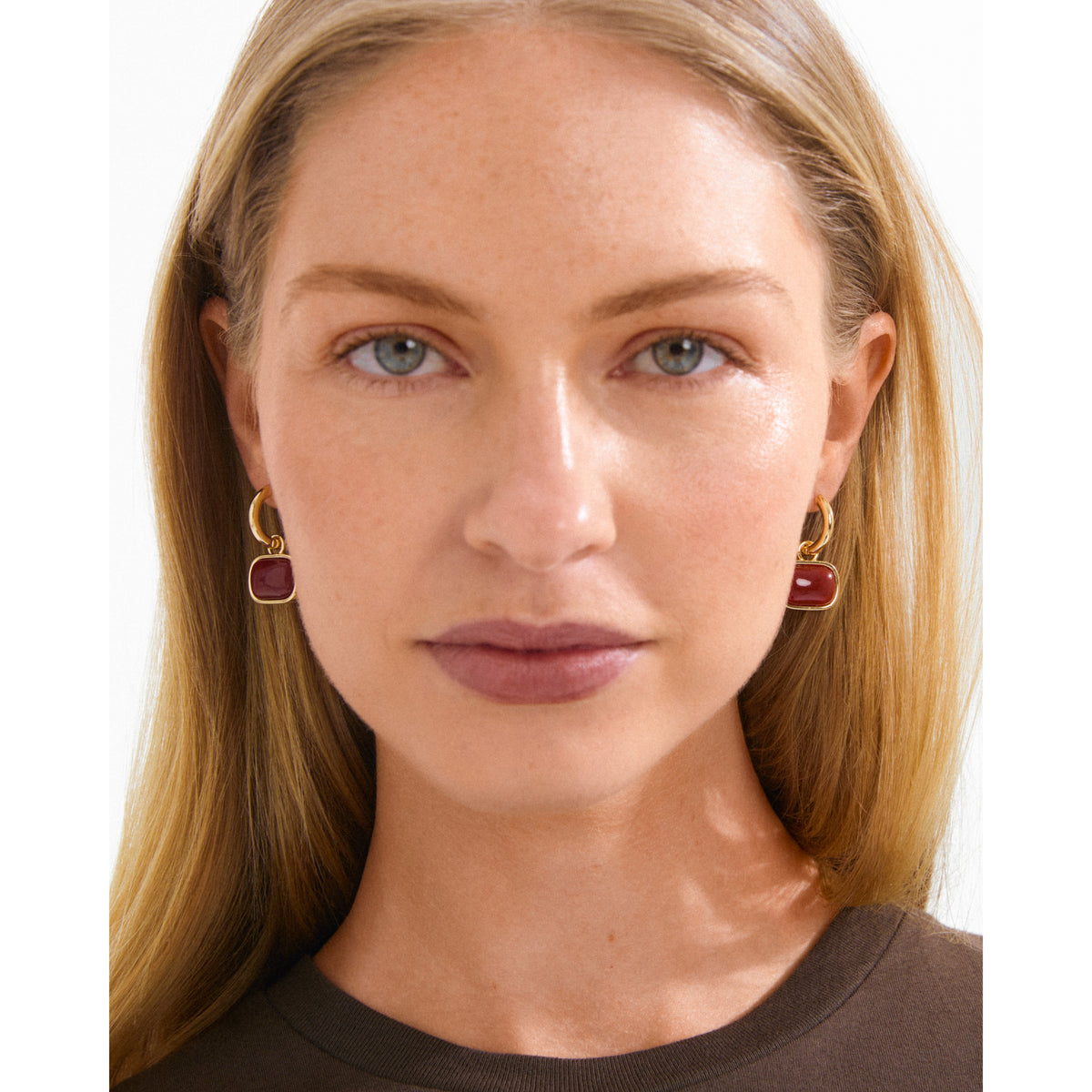 NOW earrings gold-plated/red