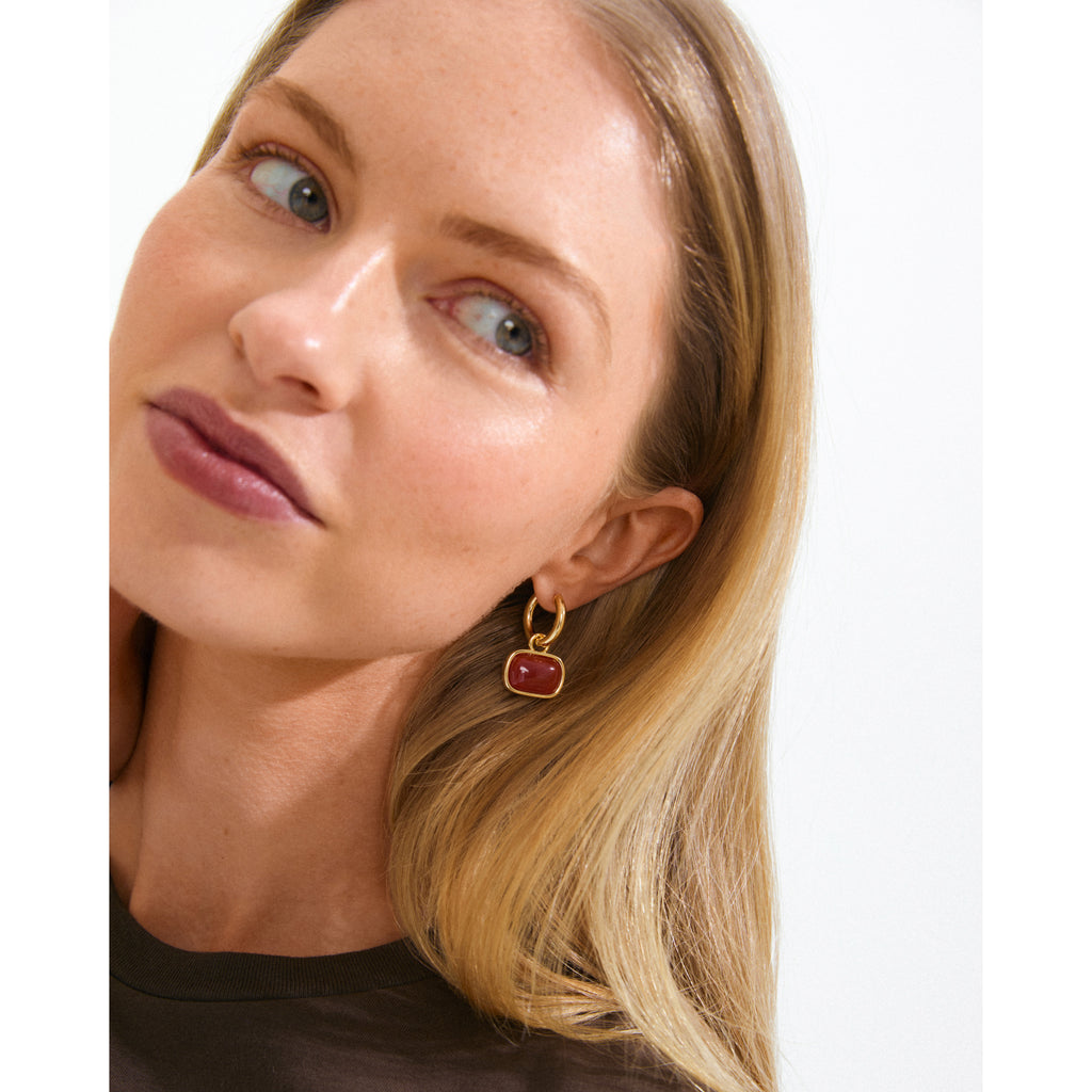 NOW earrings gold-plated/red