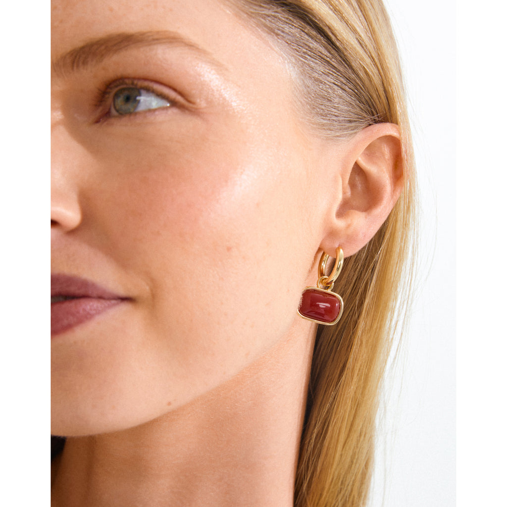 NOW earrings gold-plated/red