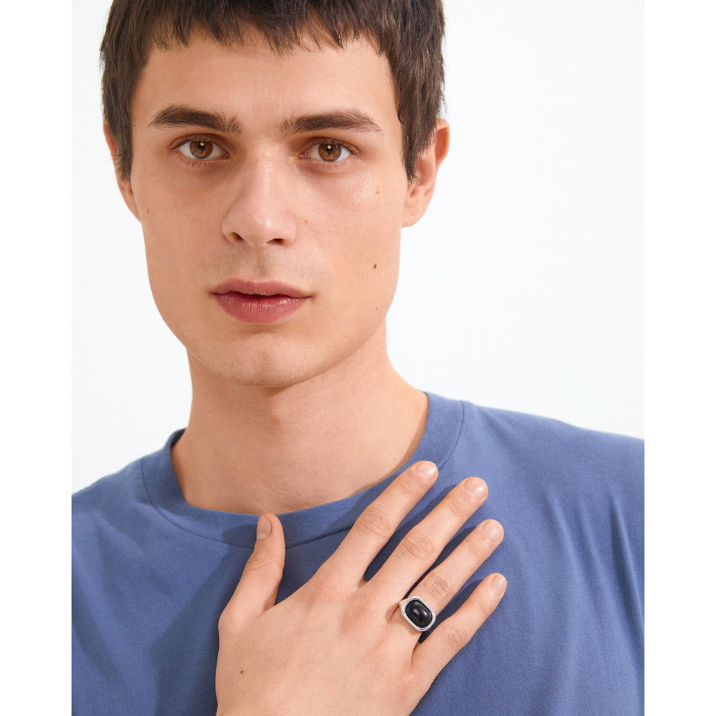 NOW ring silver-plated/black
