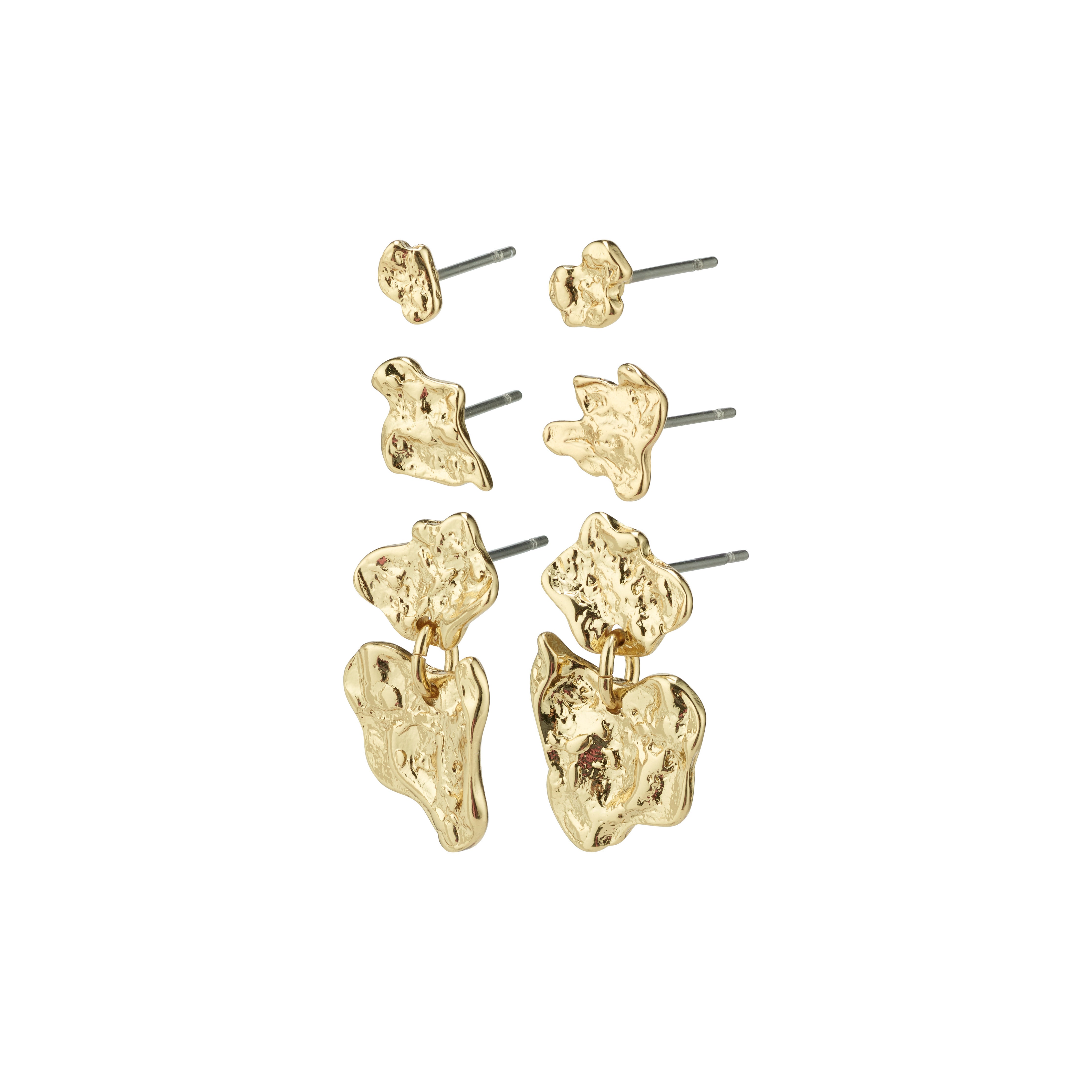 HORIZON earrings gold plated set featuring six unique designs for trendy ear curation, showcasing Pilgrim's blend of timeless Danish craftsmanship and contemporary style.