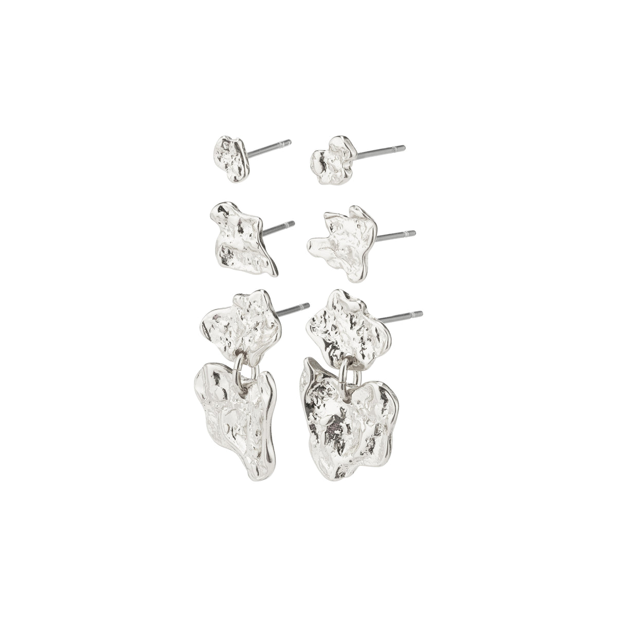 HORIZON earrings silver plated: A set of six silver-plated earrings for trendy ear curation, offering versatile styling possibilities from Pilgrim's Scandinavian-inspired collection.
