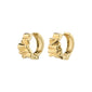 WILLPOWER gold-plated huggie hoop earrings featuring a Nordic-inspired, embossed organic design, showcasing recycled materials and a handcrafted, wavy shape.