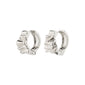 WILLPOWER huggie hoop earrings, silver-plated, featuring wavy, organic shapes and a simple hoop design, crafted from 99% recycled materials for an exclusive, handcrafted feel.