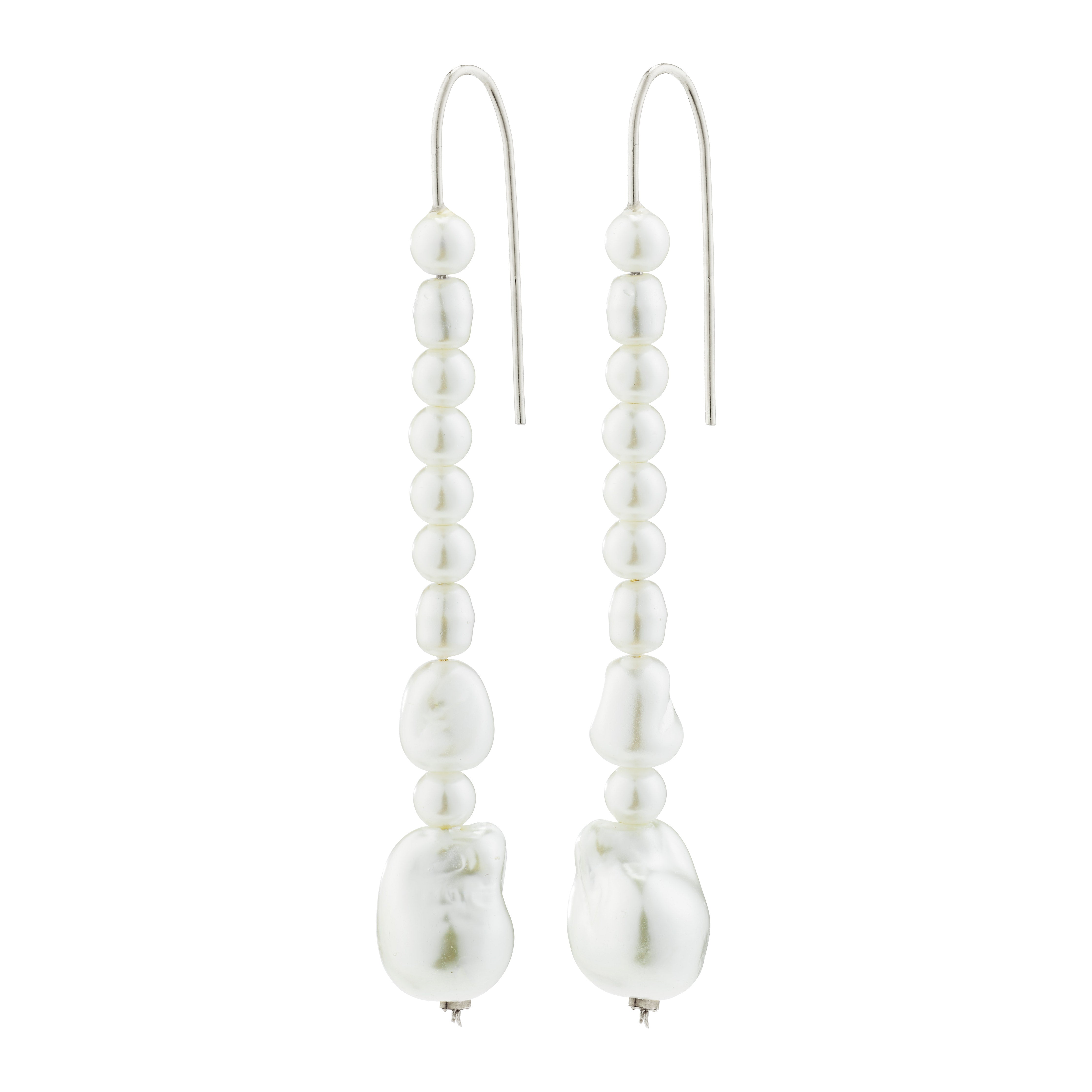 WILLPOWER pearl earrings silver-plated featuring asymmetrical imitation pearls, inspired by nature with a sleek, organic design.